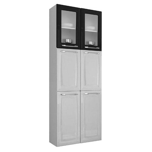 Paneleiro Criativa Ipldv 70 Mx 6 Portas, 2 com Vidro Branco/Preto Itatiaia