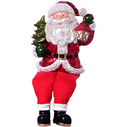 Papai Noel em Resina com Pernas em Tecido - Santini Christma