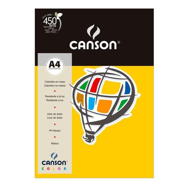 Papel Canson Color Amarelo 180g/m² A4 210 X 297 Mm com 10 Folhas