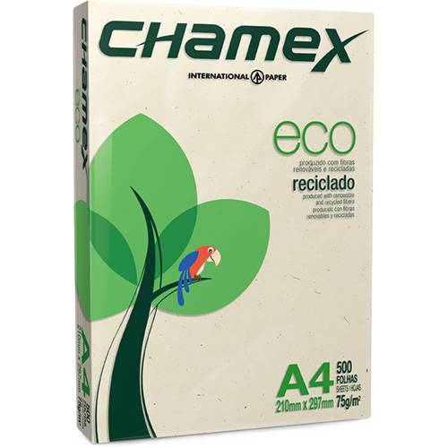Papel Chamex Eco Reciclado A4 75g - 500 FLS - Chamex