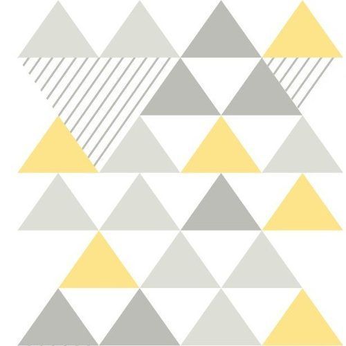 Papel de Parede Adesivo - 50cmx3m -triângulo Amarelo e Cinza