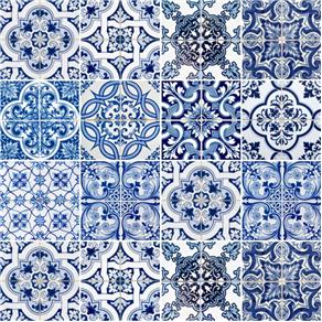Papel de Parede Adesivo Azulejo Cozinha Vintage Azul