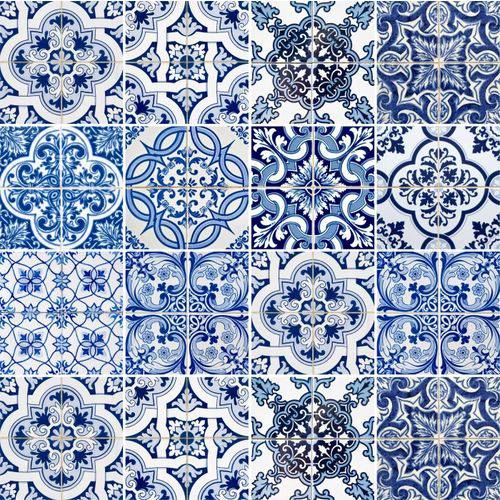 Papel de Parede Adesivo Azulejo Cozinha Vintage Azul