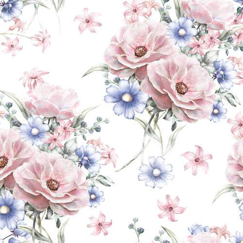 Tudo sobre 'Papel de Parede Adesivo Flores Rosa e Azul 2,70x0,57m'