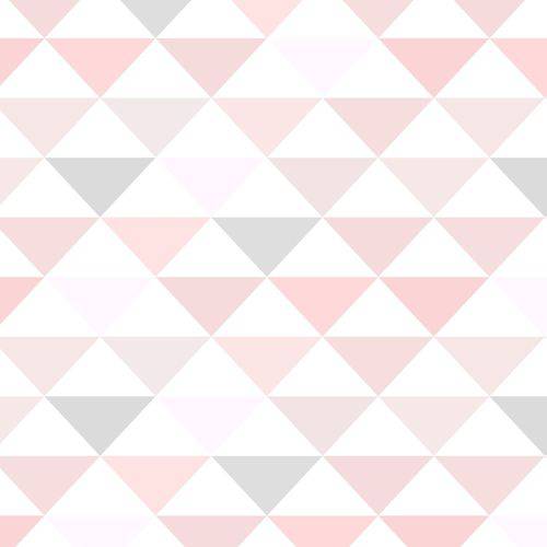 Papel de Parede Adesivo Geométrico Triangulos Rosa e Cinza