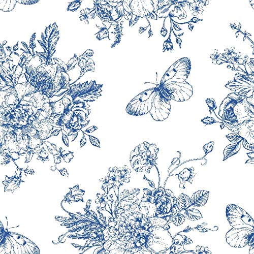 Papel de Parede Borboletas Floral Azul
