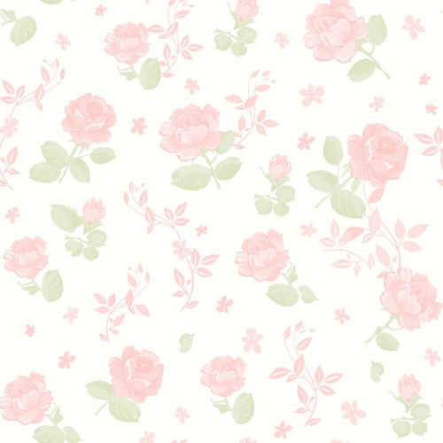 Papel de Parede Infantil Floral Rosa e Branco 3361 10 Mts