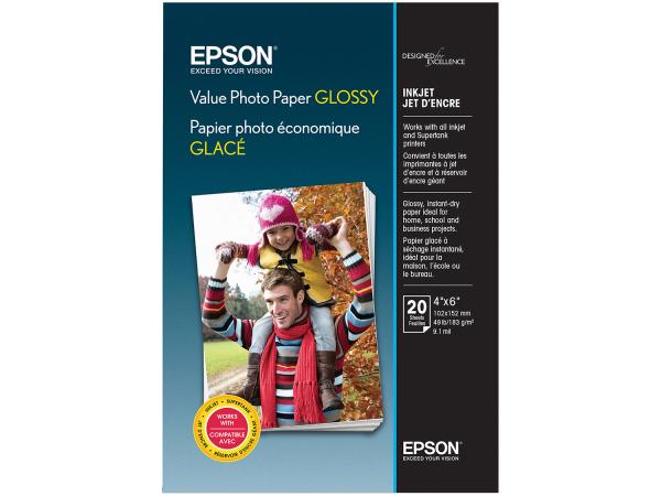 Papel Fotográfico 10x15cm Epson 183g - Value Photo Paper Glossy 20 Folhas