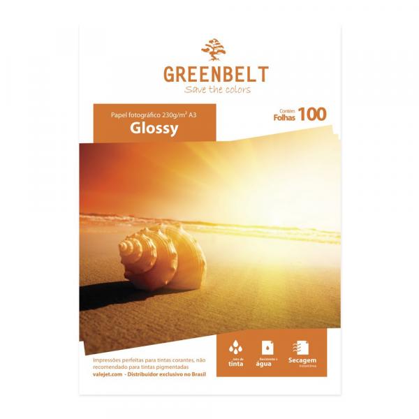 Papel Fotográfico Glossy A3 230g Greenbelt 100 Folhas - GreenBelt
