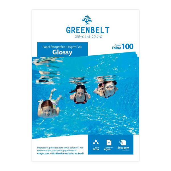 Papel Fotográfico Glossy A3 135g Greenbelt 100 Folhas - GreenBelt