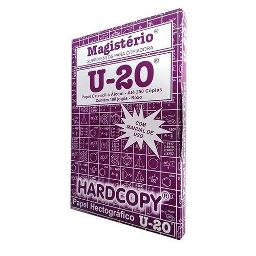 Papel Hectográfico Estêncil com Matriz Hardcopy Magistério U20, Caixa com 100 Jogos, Medidas de 22x3