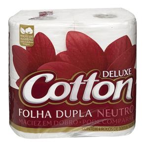 Papel Higiênico Cotton Folha Dupla Neutro 4 Unidades