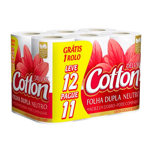 Papel Higiênico Folha Dupla Cotton Neutro 12 Unidades