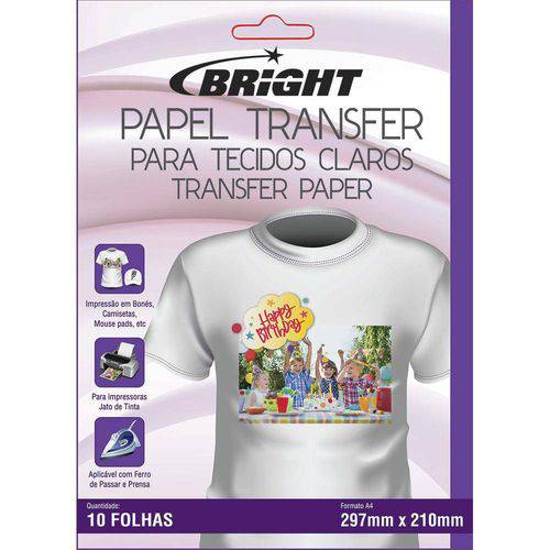 Tudo sobre 'Papel Transfer Ink-jet P/tecidos Claros (A4) Bright PT 10 UN'