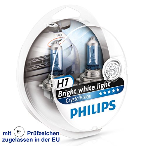Par de Lâmpadas 4300K 12V Branca Crystal Vision H7 Philips
