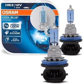 Par Lâmpada Halógena Super Branca Osram Cool Blue Intense HB3 4200K 60W 12V Efeito Xênon
