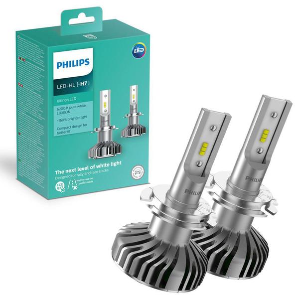 Par Lâmpada LED H7 Farol Alto Baixo Philips Ultinon LED