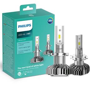Par Lâmpada Led H7 Philips Ultinon 6200K 12v 160% + Luz