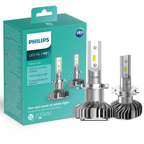 Par Lâmpada Led H7 Philips Ultinon 6200K 12v 160% + Luz
