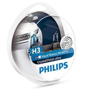 Par Lampada Philips H3 Crystal Vision Ultra 4300k com Pingos