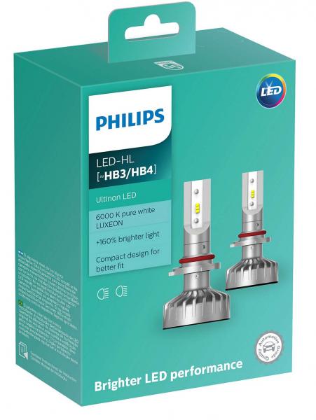 Par Lâmpada Philips Led Ultinon HB3 / HB4 6000K 160%