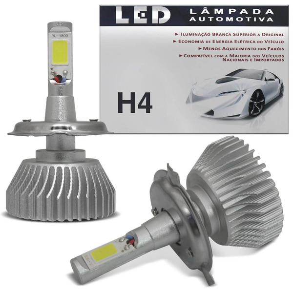 Par Lâmpadas Super LED 2D H4 6000K 12V e 24V 32W 4400LM Efeito Xênon Carro Moto Caminhão com Reator - Prime