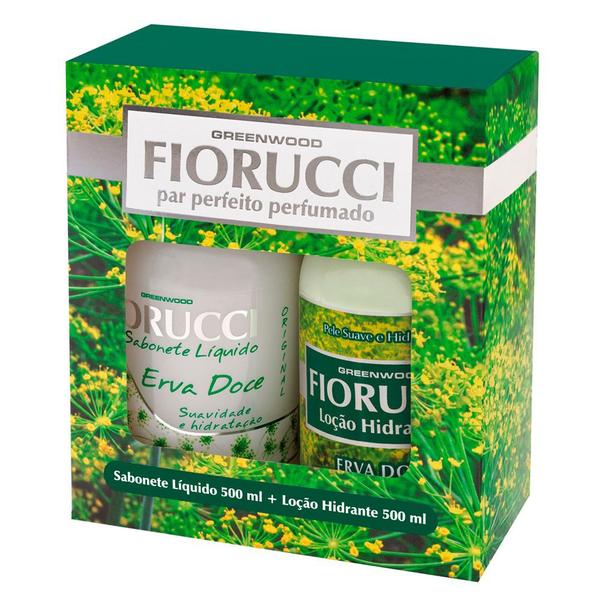 Par Perfeito Perfumado Erva Doce Fiorucci - Kit Sabonete Líquido 500ml + Loção Hidratante 500ml