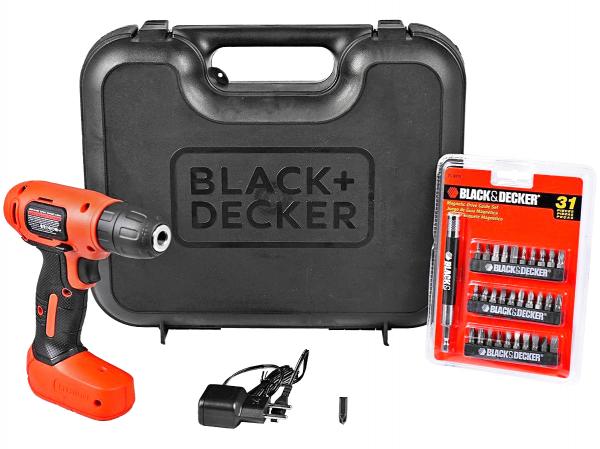 Parafusadeira Black + Decker a Bateria 8V 3,8” - com Maleta 31 Peças LD008K31-BR