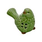 Pássaro Decorativo Cerâmica Leaf Verde 9,5x6,5x9,5cm Lyor
