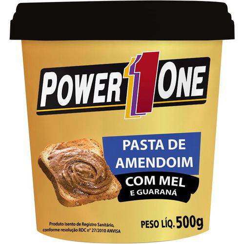 Pasta de Amendoim C/Mel e Guaraná (Pt) 500g - Power One