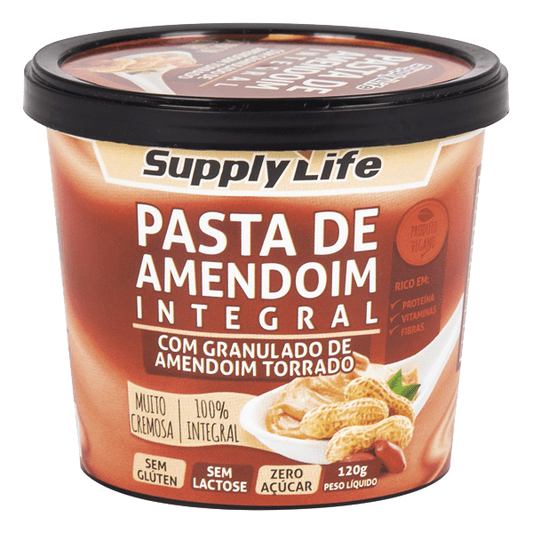 Pasta de Amendoim Integral Granulado 120Gr Supply Life