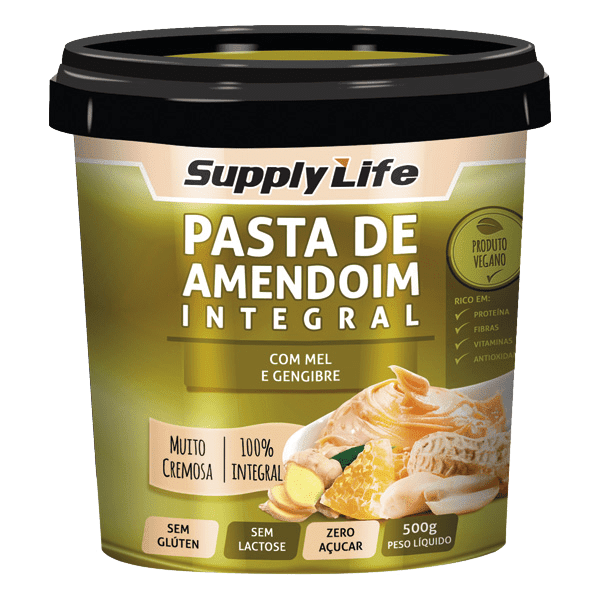 Pasta de Amendoim Integral Mel/gengibre 500Gr Supply Life
