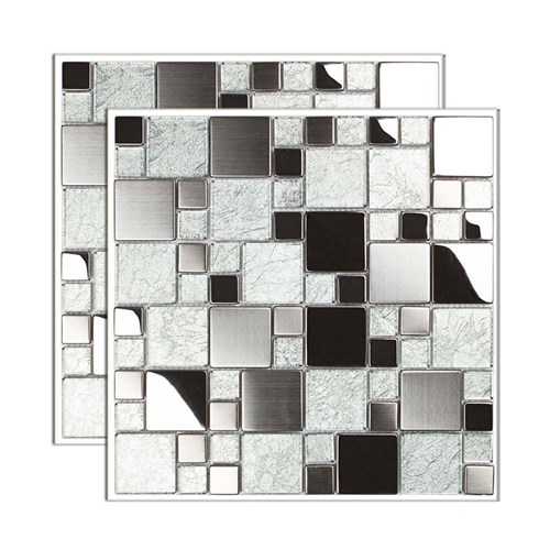 Pastilha de Aço Inox Placa 29,8X29,8Cm Prata Glass Mosaic Glass Mosaic