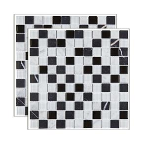 Pastilha de Pedra Matisse Placa 29x29cm Preto e Branco Glass Mosaic Glass Mosaic