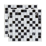 Pastilha de pedra Matisse placa 29x29cm preto e branco Glass Mosaic