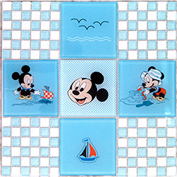 Pastilha de Vidro (30x30cm) Disney-1 Mickey Baby Azul - Colortil