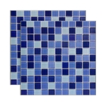 Pastilha de vidro Miscelanea placa 29,2x29,2cm azul e branco Glass Mosaic