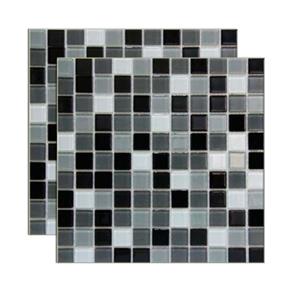 Pastilha de Vidro Miscelanea Placa 29,2x29,2cm Preto e Branco Glass Mosaic Glass Mosaic