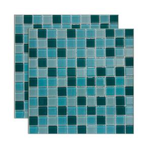 Pastilha de Vidro Miscelanea Placa 29,2x29,2cm Verde e Branco Glass Mosaic Glass Mosaic