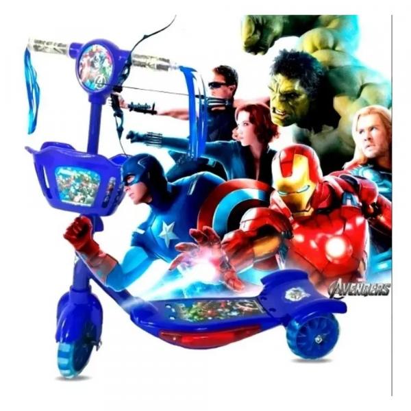 Patinete Avengers Vingadores Marvel 3 Rodas Musical C Luzes