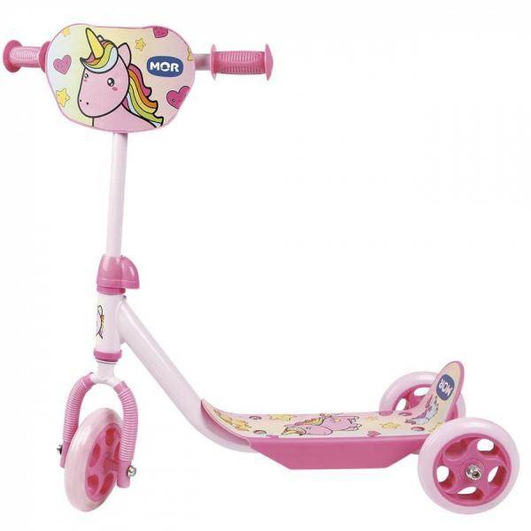 Patinete Infantil Triciclo com 3 Rodas Suporta Ate 30 Kg Altura do Guidao Regulavel Rosa Mor