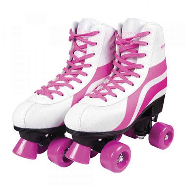 Patins 4 Rodas Clássico Branco e Rosa Menina 36 ao 37 Roller Skate - Fenix