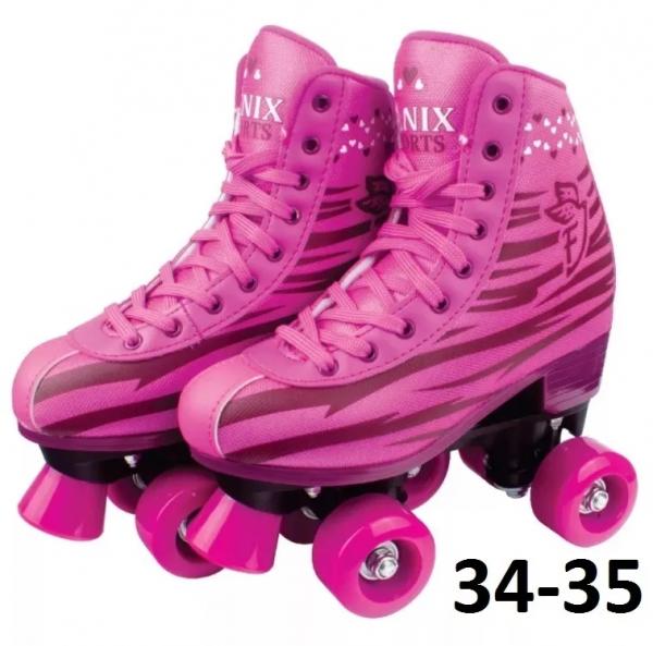 Patins 4 Rodas Clássico Rosa Menina 34 ao 35 Roller Skate - Fenix