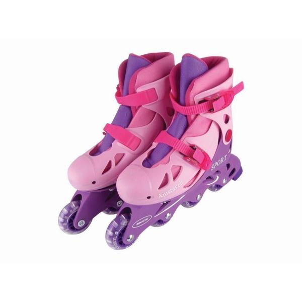 Patins Ajustável - In-Line - Rosa e Roxo - 38 a 41 - Fênix