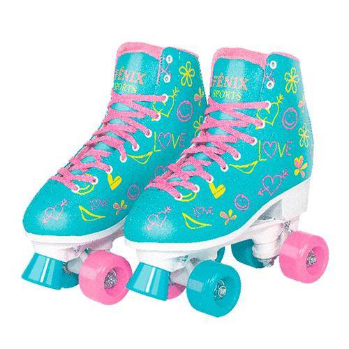 Patins Roller Skate 4 Rodas 35/38 Azul Rl07a - Fênix