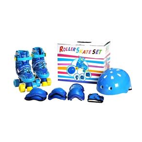 Patins Roller Infantil 4 Rodas Tipo Luna Azul + Kit Proteção Unitoys - M (34-38)