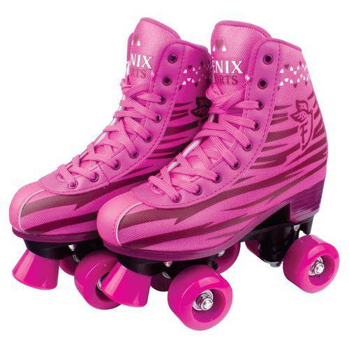 Tudo sobre 'Patins Rosa Roller Skate 4 Rodas - Fênix Rl-01r'