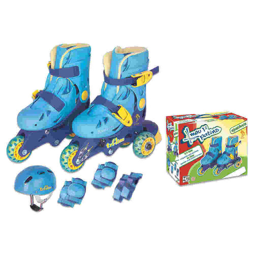 Patins Tri In-Line Ajustavel Azul com Acessorios 30-33 Fenix