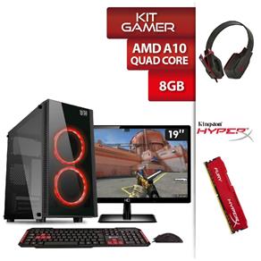 Pc Gamer com Monitor 18 Amd Quad Core A10 7860K 8Gb Hyperx Hd 1Tb Radeon R7 3Green Titan