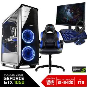 PC Gamer Completo Neologic NLI80952 Intel I5-8400 8GB (GeForce GTX 1050 2GB)1TB + Cadeira Gamer Blue